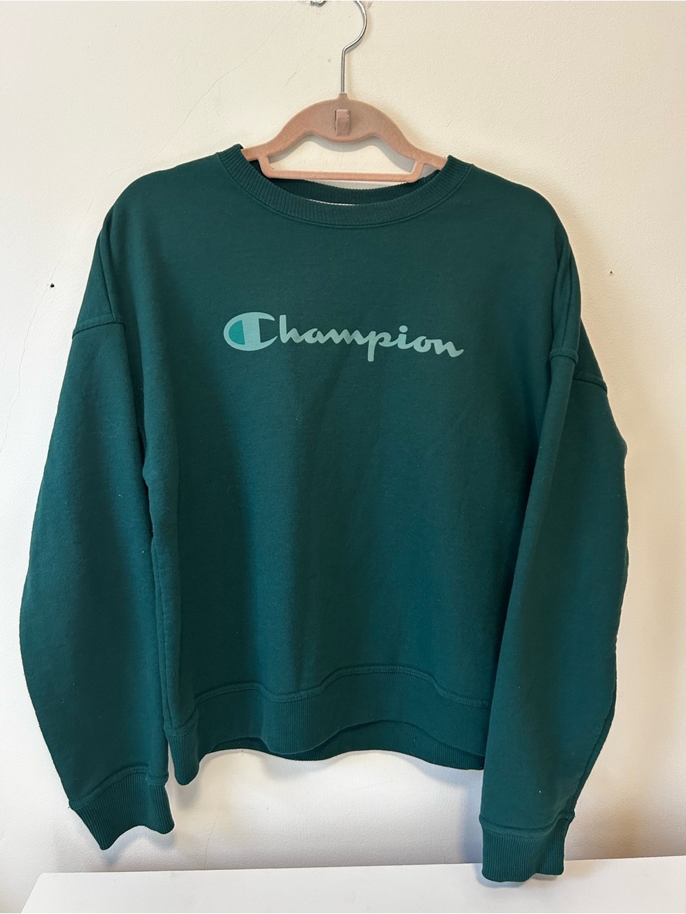 Champion Teal Green Logo Crewneck Sweatshirt